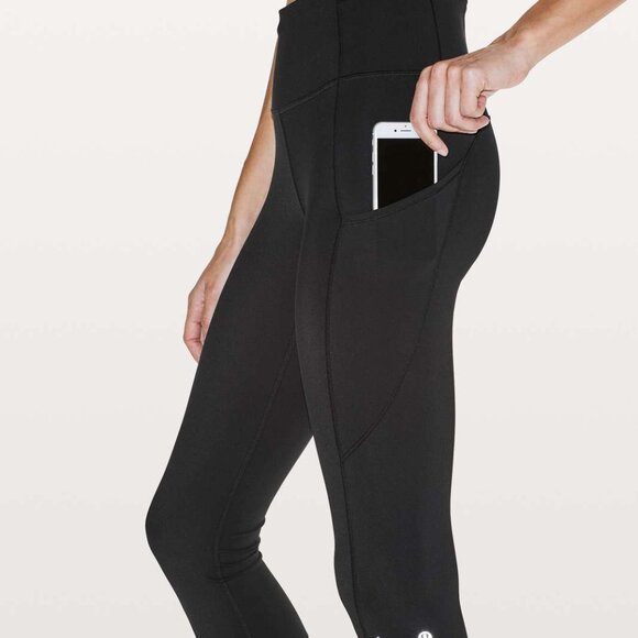 Lululemon Black Fast Free Crop Reflective Leggings with Pockets Size 4 - Picture 5 of 12